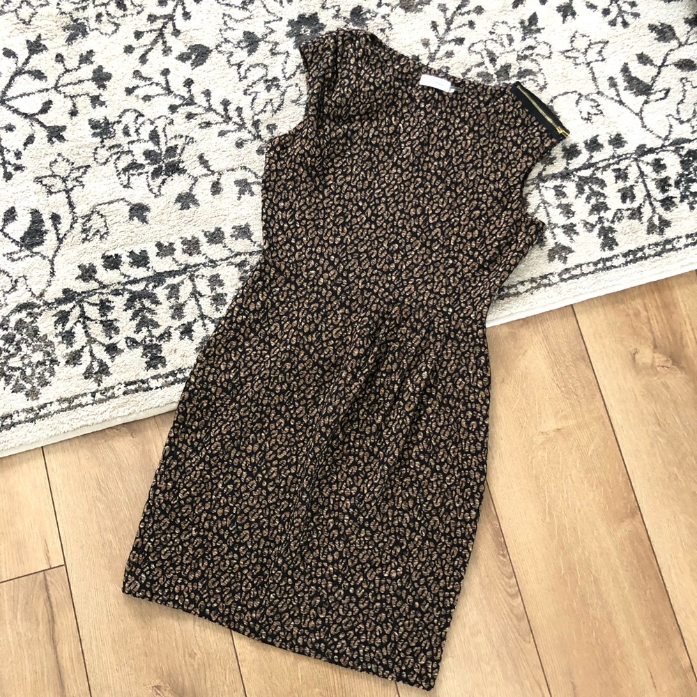CALVIN KLEIN leopard print sheath dress 6